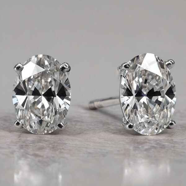 oval cut diamond stud earrings white